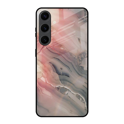 Pink And Grey Marble Glossy Case For Samsung Galaxy S24 Plus 5G