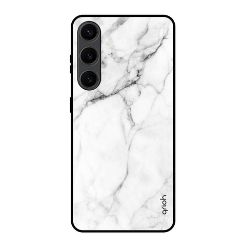 Modern White Marble Glossy Case for Samsung Galaxy S24 Plus 5G