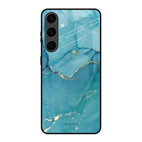 Blue Golden Glitter Glossy Case for Samsung Galaxy S24 Plus 5G