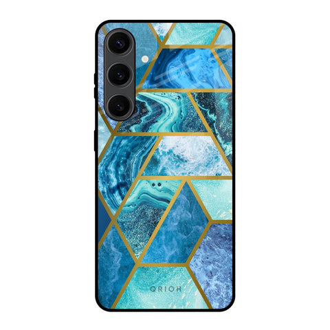 Turquoise Geometrical Marble Glossy Case for Samsung Galaxy S24 Plus 5G