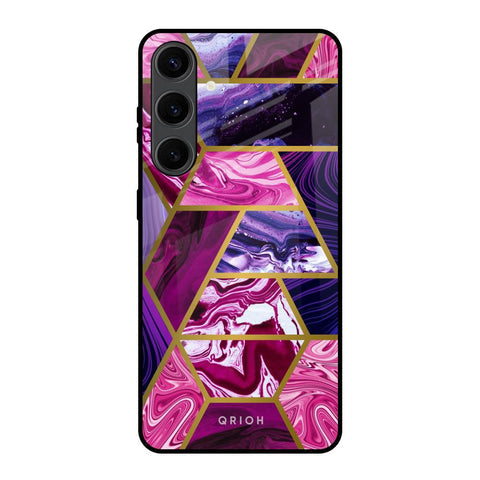 Electroplated Geometric Marble Glossy Case for Samsung Galaxy S24 Plus 5G