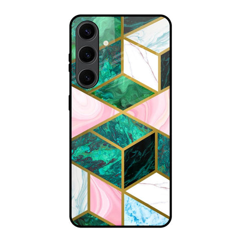 Seamless Green Marble Glossy Case for Samsung Galaxy S24 Plus 5G