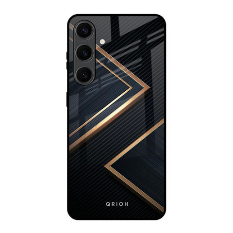 Sleek Golden & Navy Glossy Case for Samsung Galaxy S24 Plus 5G