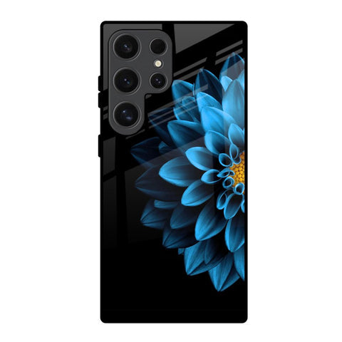 Half Blue Flower Glossy Case for Samsung Galaxy S24 Ultra 5G