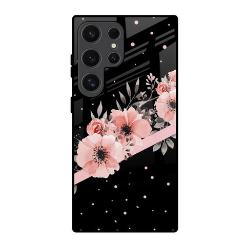 Floral Black Band Glossy Case For Samsung Galaxy S24 Ultra 5G