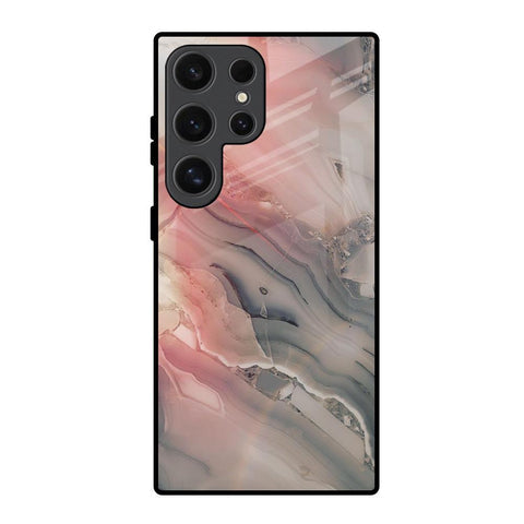 Pink And Grey Marble Glossy Case For Samsung Galaxy S24 Ultra 5G
