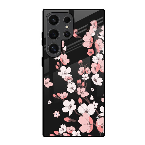 Black Cherry Blossom Glossy Case for Samsung Galaxy S24 Ultra 5G