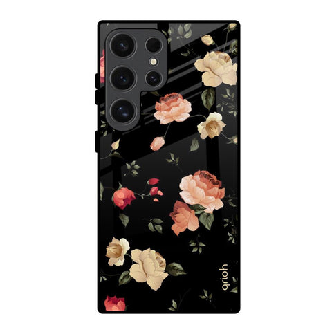 Black Spring Floral Glossy Case for Samsung Galaxy S24 Ultra 5G