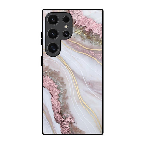 Pink & Gold Gllitter Marble Glossy Case for Samsung Galaxy S24 Ultra 5G