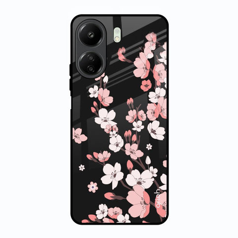 Black Cherry Blossom Glossy Case for Redmi 13C