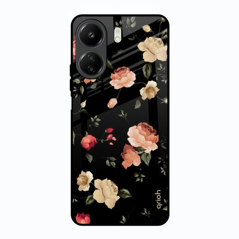 Black Spring Floral Glossy Case for Redmi 13C