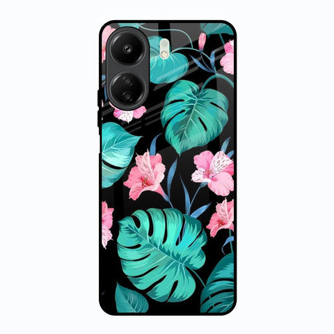 Tropical Leaves & Pink Flowers Glossy Case for Redmi 13C