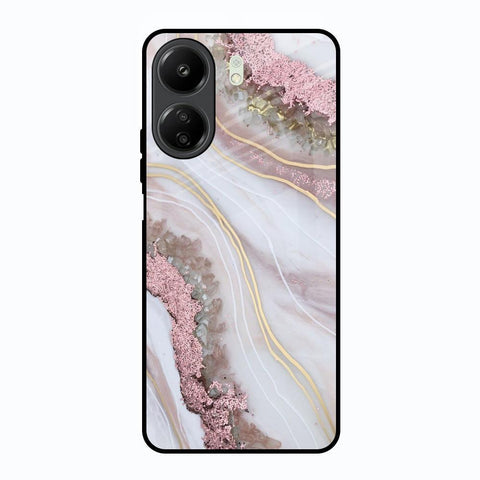 Pink & Gold Gllitter Marble Glossy Case for Redmi 13C