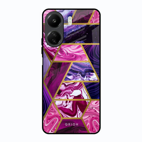 Electroplated Geometric Marble Glossy Case for Redmi 13C