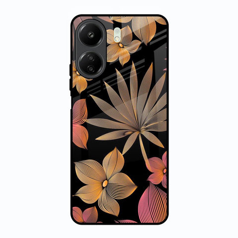Lines Pattern Flowers Glossy Case for Redmi 13C