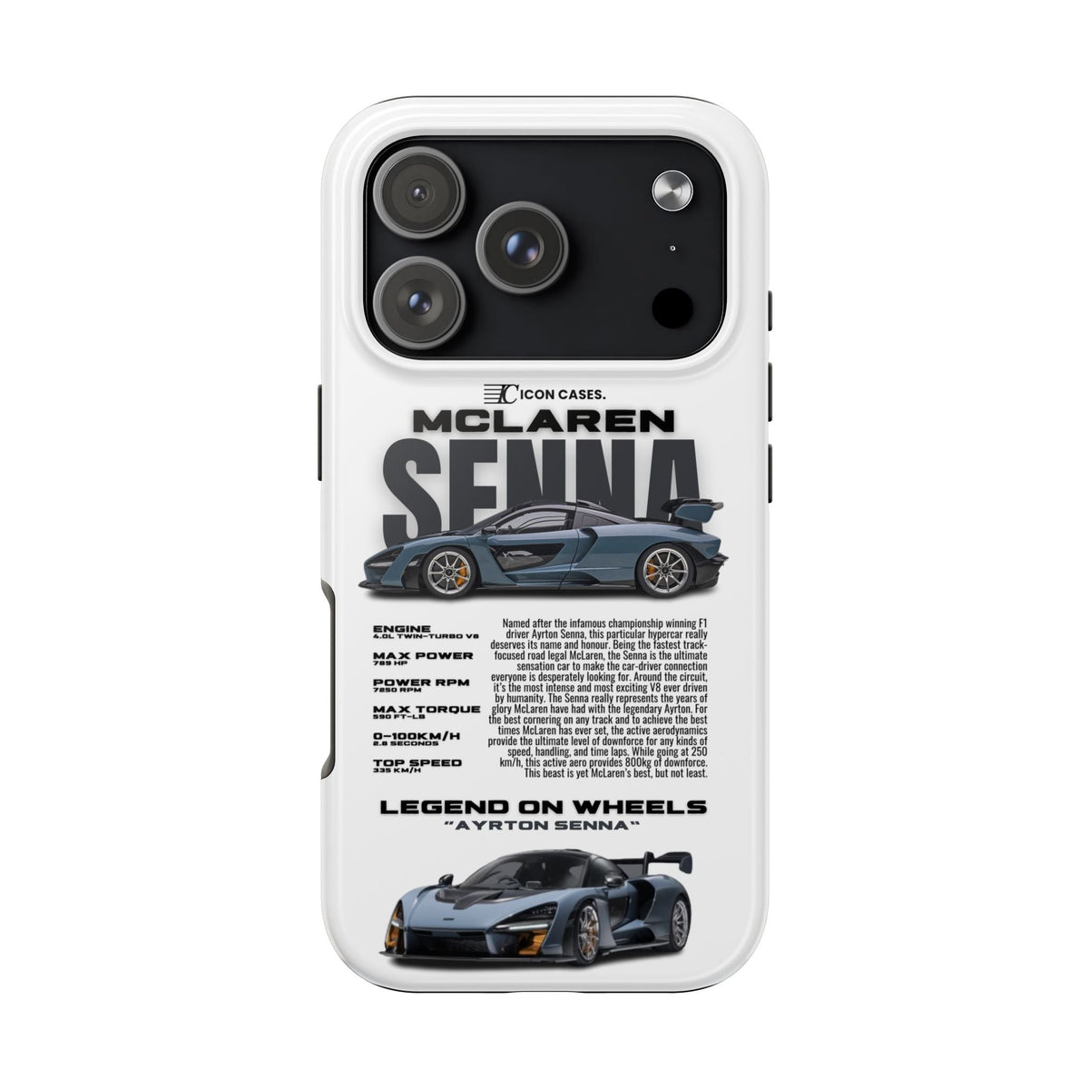 McLaren Senna White Premium Tough Shining Phone Case (Double Layer) Available For All iPhone Models