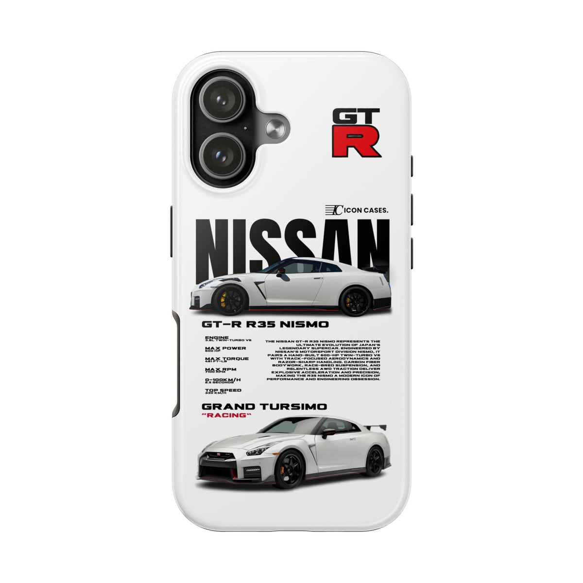Nissan GT-R R35 White Premium Tough Shining Phone Case (Double Layer) Available For All iPhone Models