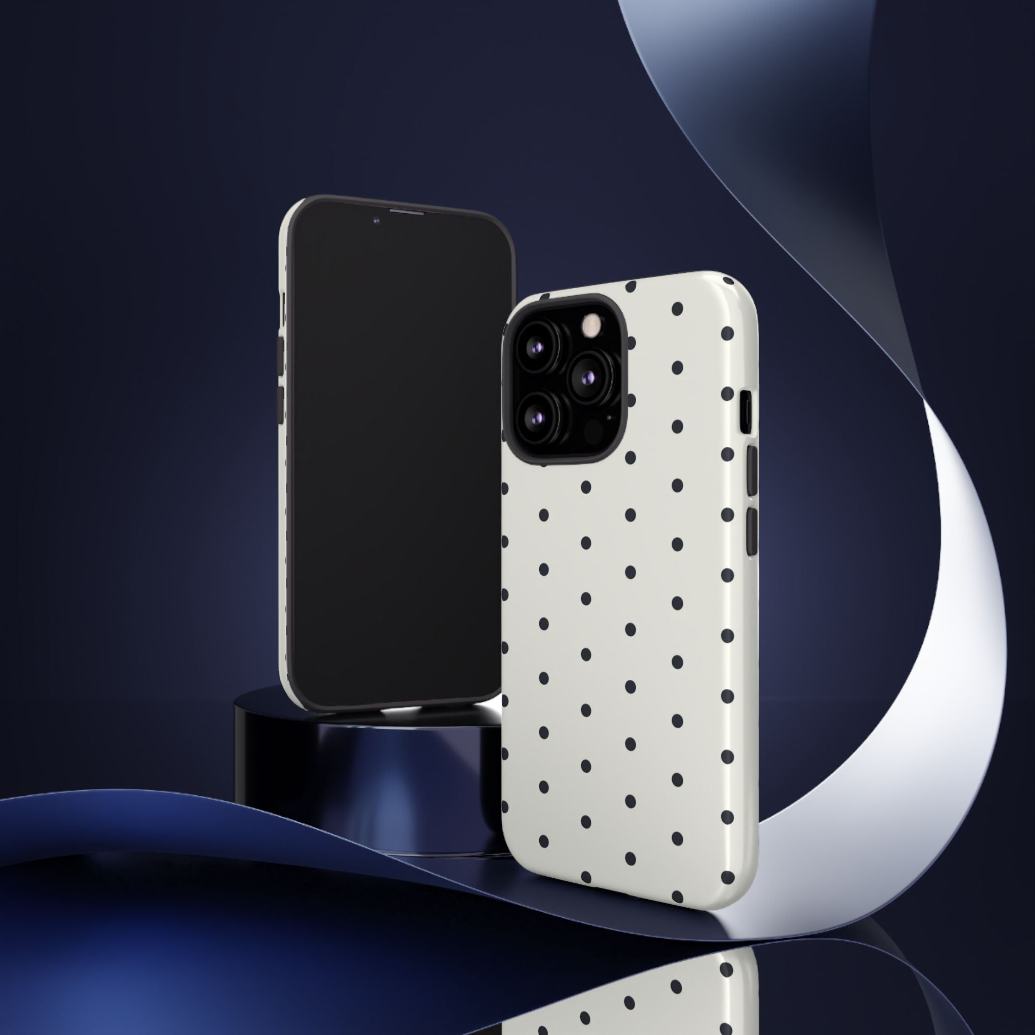 White Polka Dots Tough Case  Available For All iPhone Models