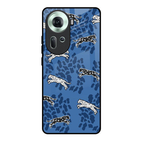 Blue Cheetah Glossy Case for Oppo Reno11 5G