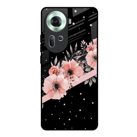 Floral Black Band Glossy Case For Oppo Reno11 5G