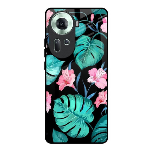 Tropical Leaves & Pink Flowers Glossy Case for Oppo Reno11 5G