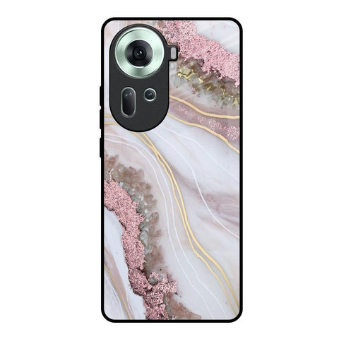 Pink & Gold Gllitter Marble Glossy Case for Oppo Reno11 5G
