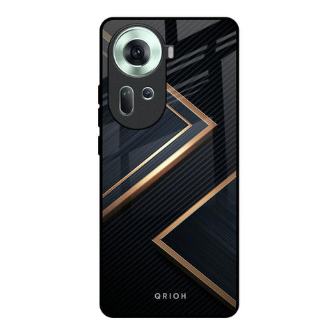 Sleek Golden & Navy Glossy Case for Oppo Reno11 5G