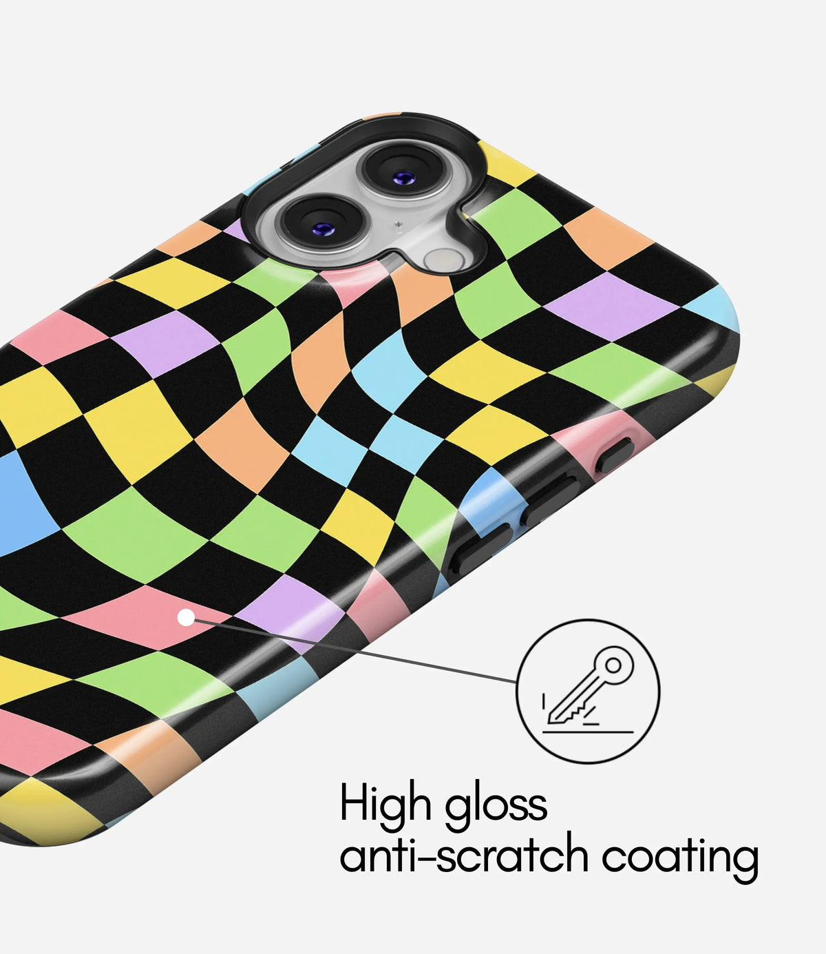 Candy Wave Check Premium Tough Shining Phone Case (Double Layer) Available For All iPhone Models