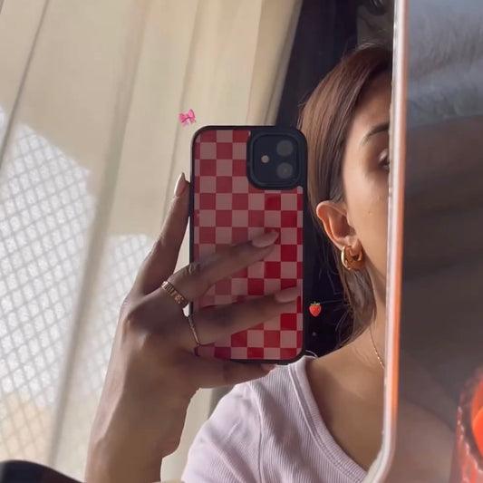 All Models Red Checkered Glossy Case - Case On