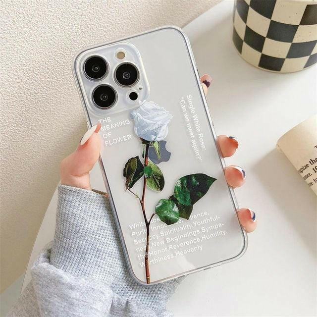 All Models Elegant White Rose Transparent Phone Case - Case On