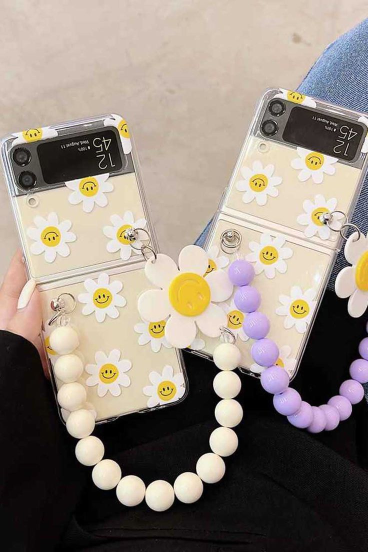 Sunflower Smiley Clear Phone Case | Samsung Galaxy Z Flip 3 / 4 / 5 / 6 (Without Chain)