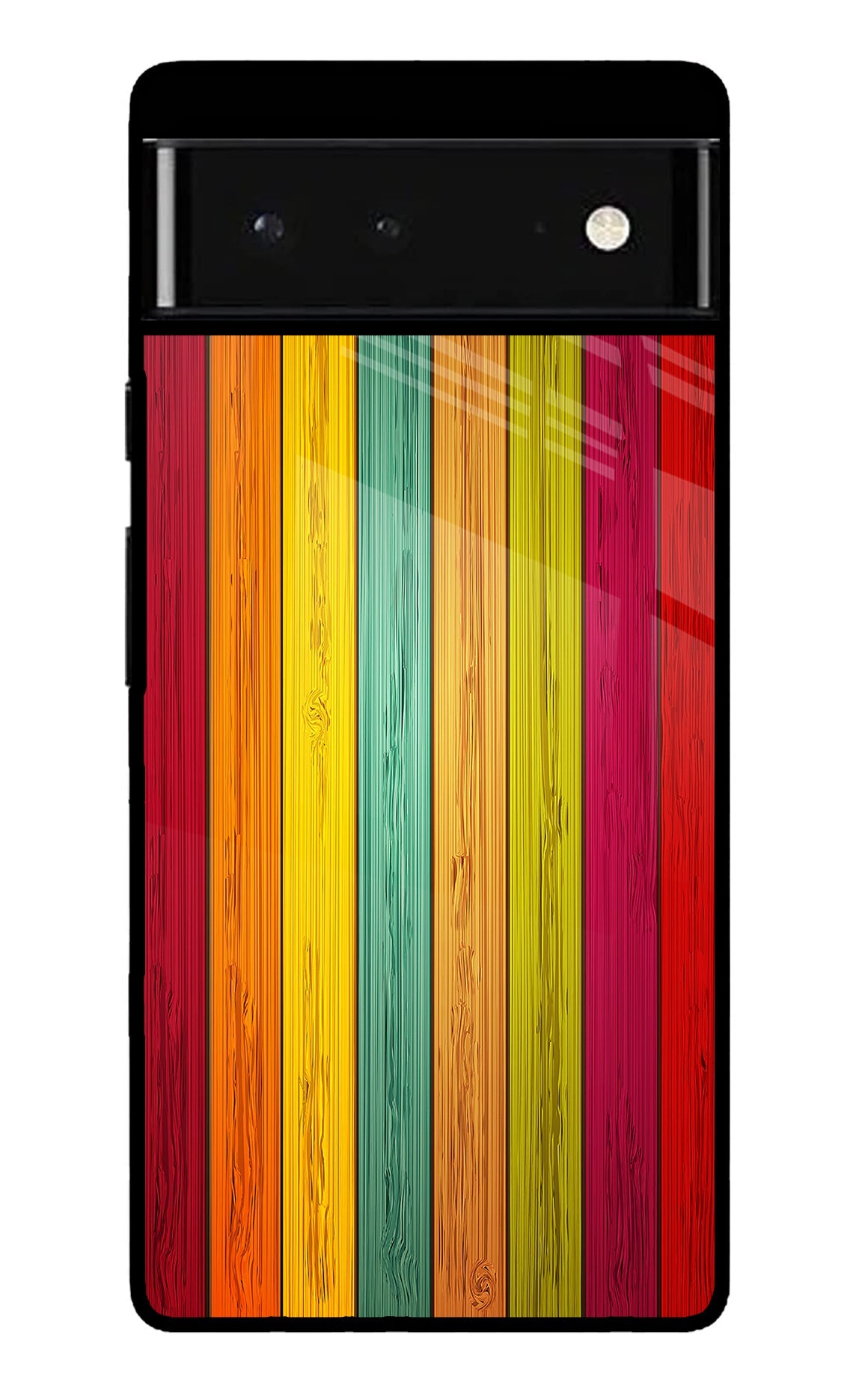 Multicolor Wooden Google Pixel 6 Glossy Case