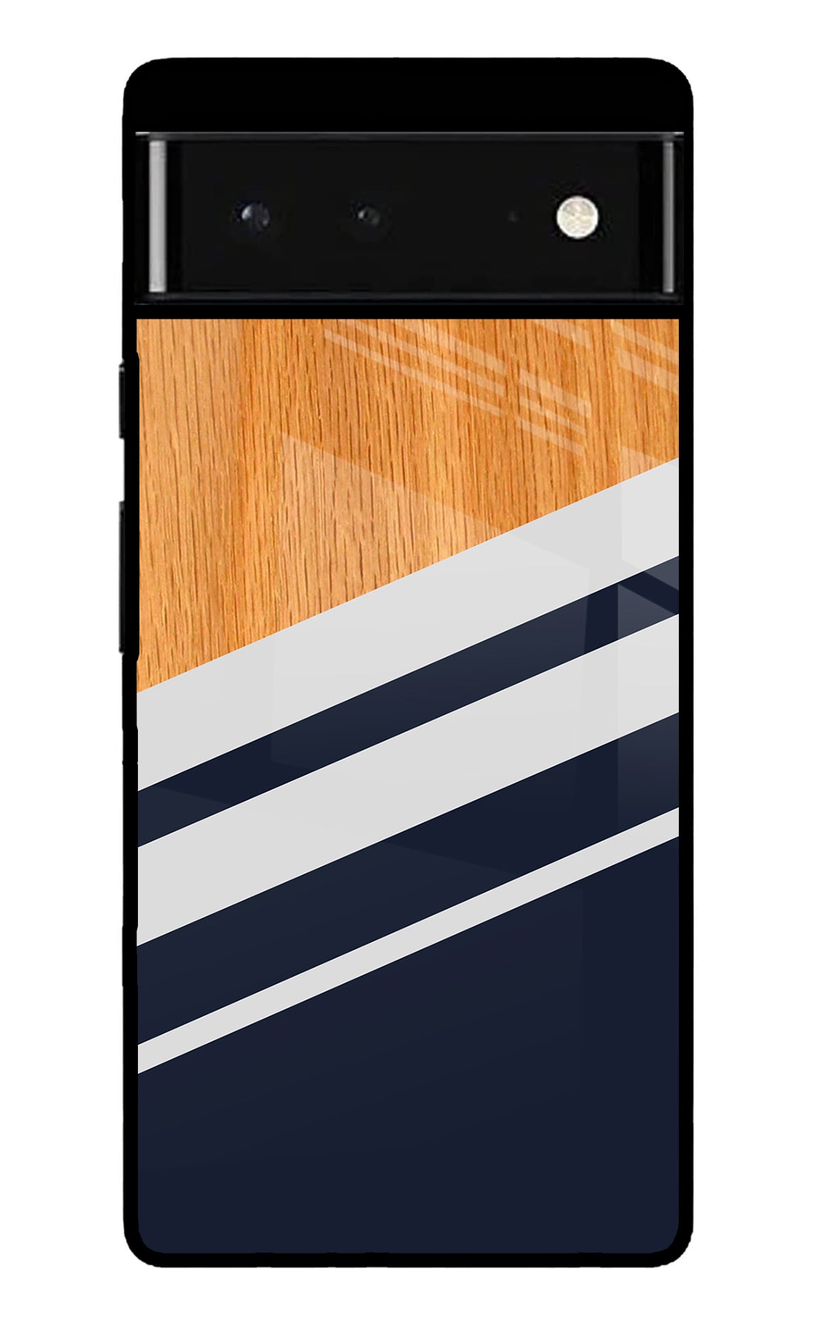 Blue and white wooden Google Pixel 6 Glossy Case