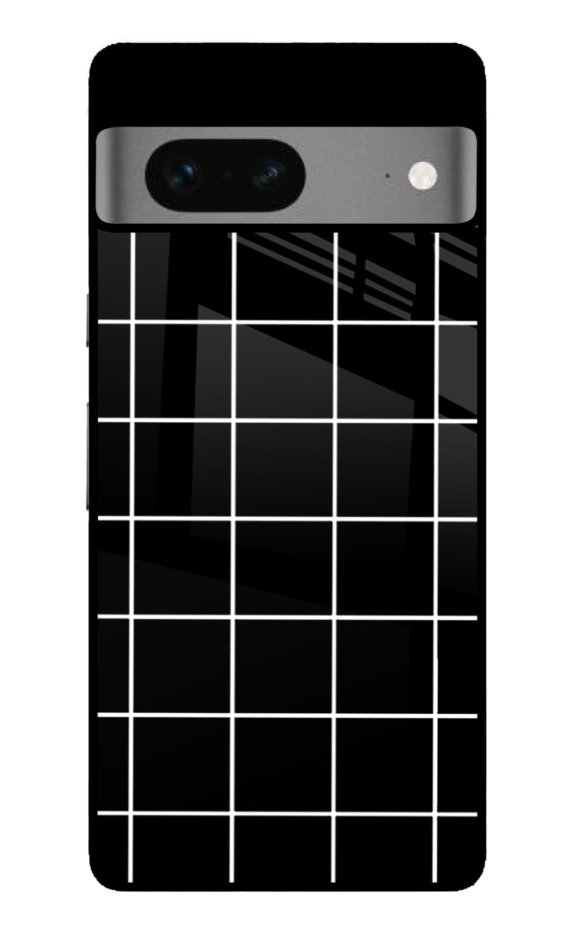 White Grid Google Pixel 7 Glossy Case
