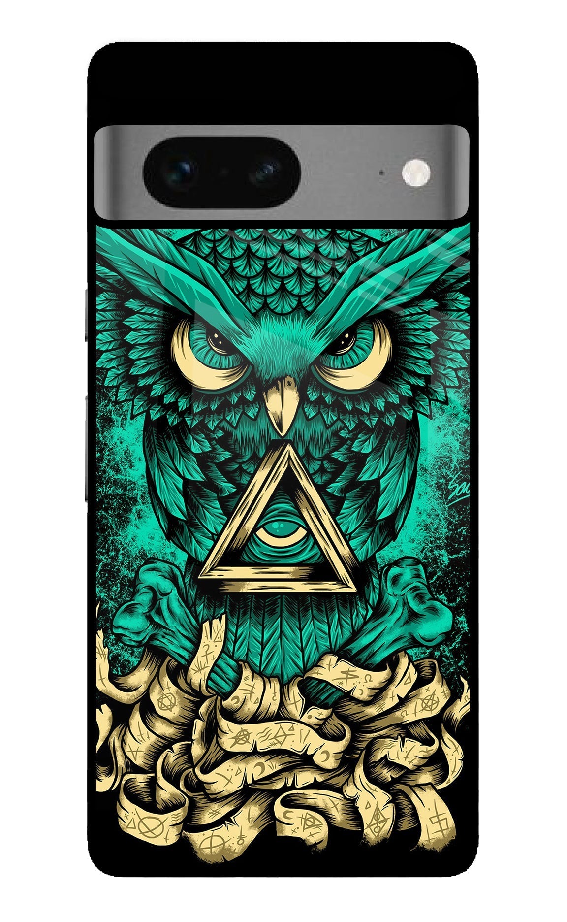 Green Owl Google Pixel 7 Glossy Case