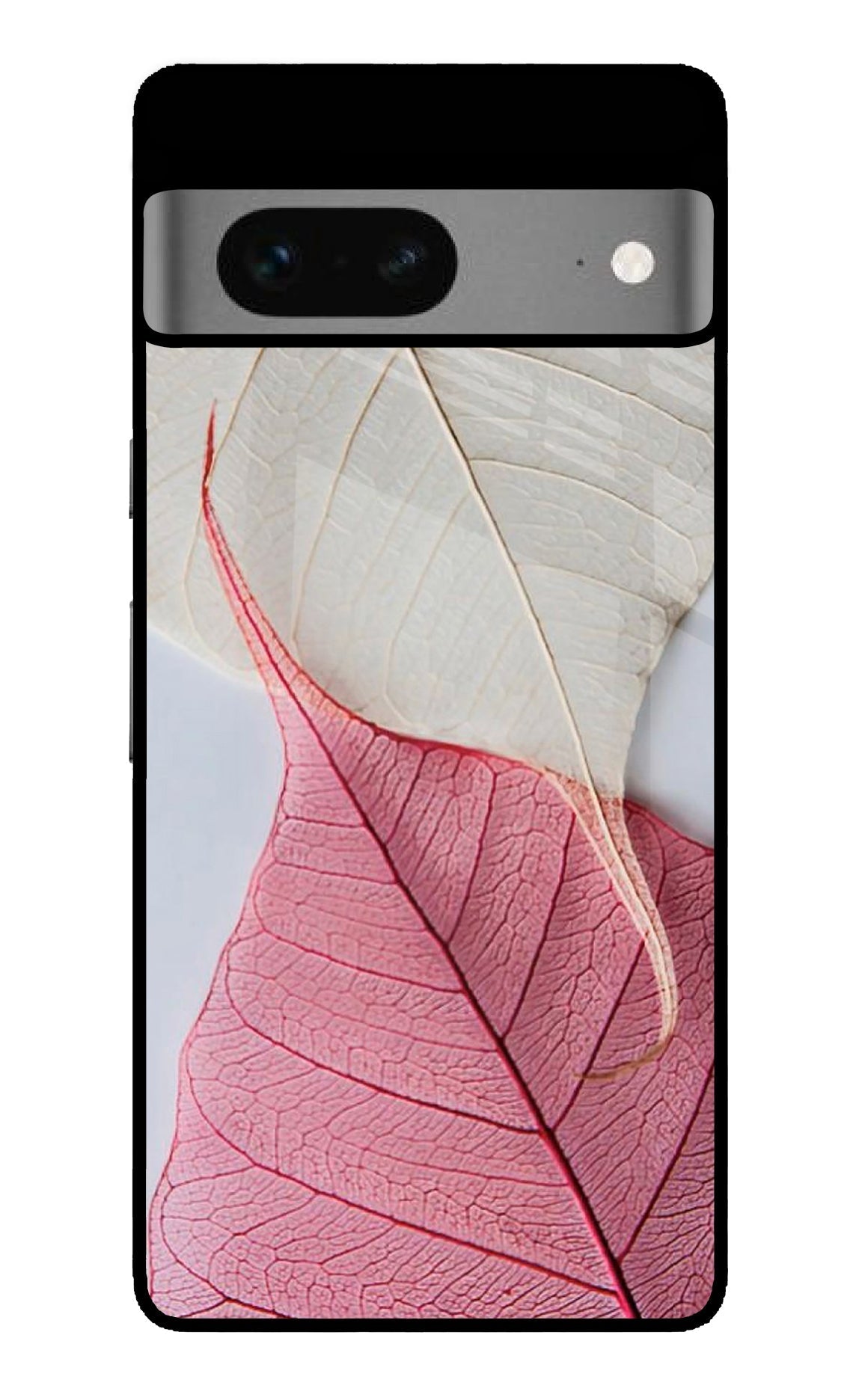 White Pink Leaf Google Pixel 7 Glossy Case