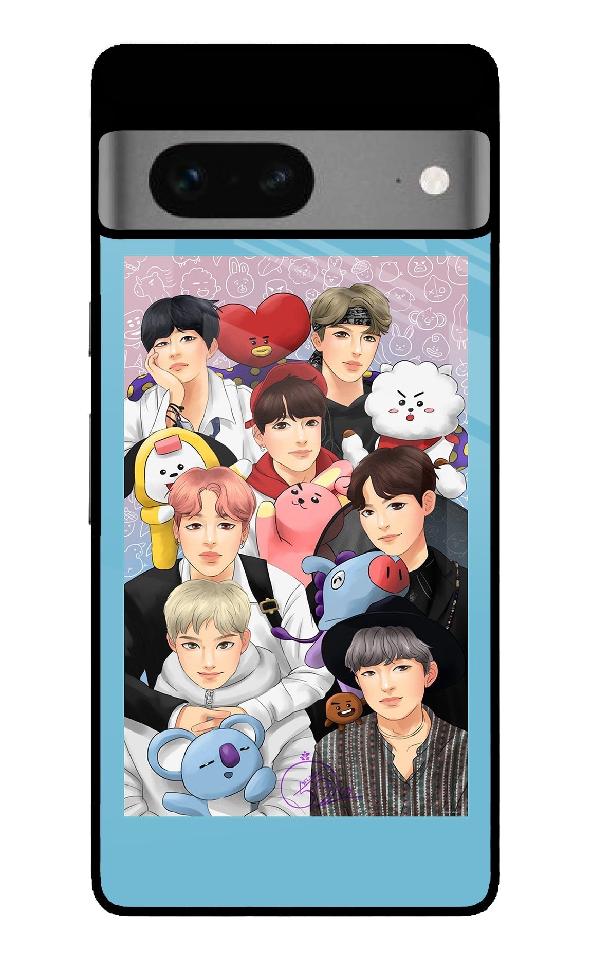 BTS with animals Google Pixel 7 Glossy Case