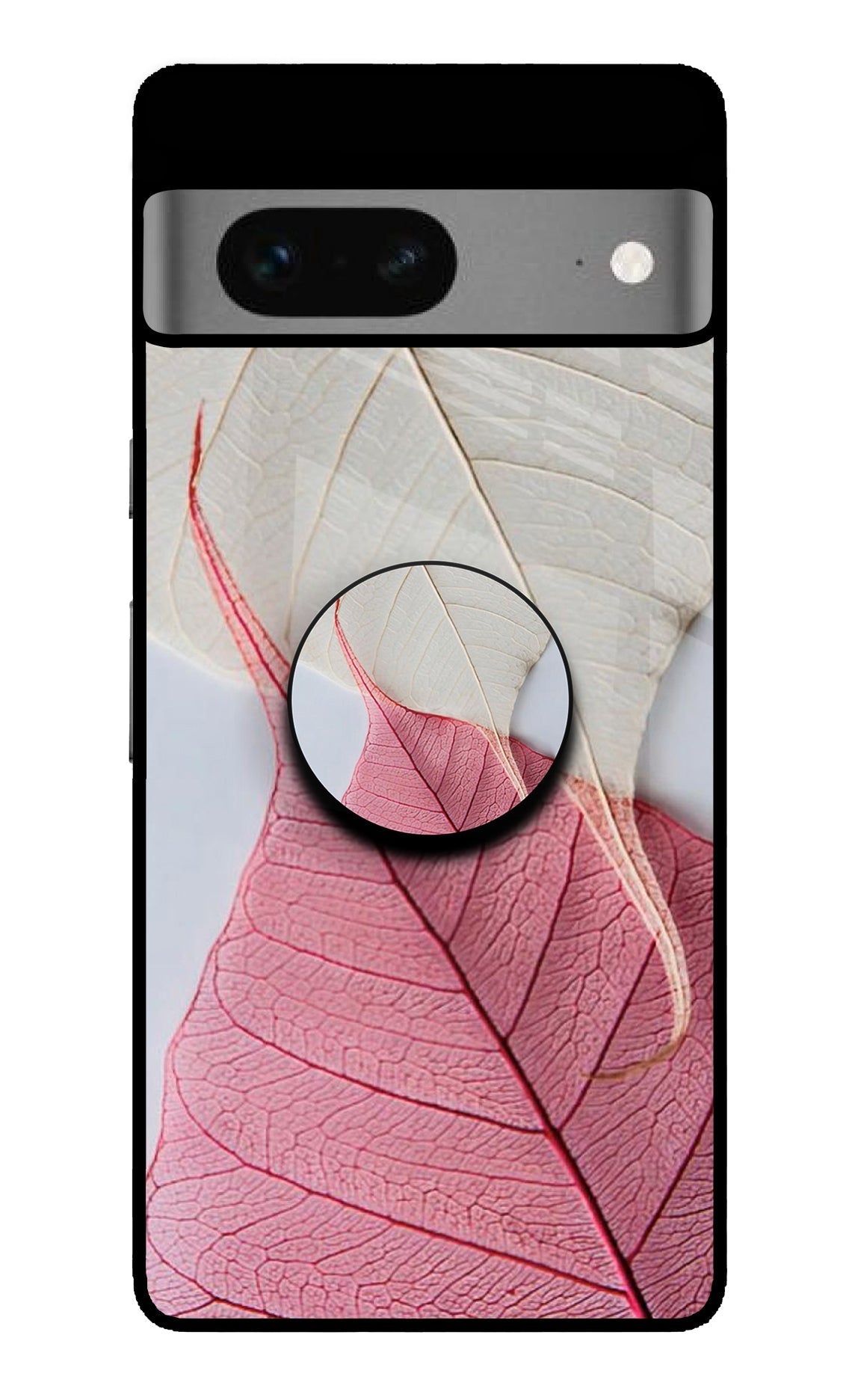 White Pink Leaf Google Pixel 7 Glossy Case