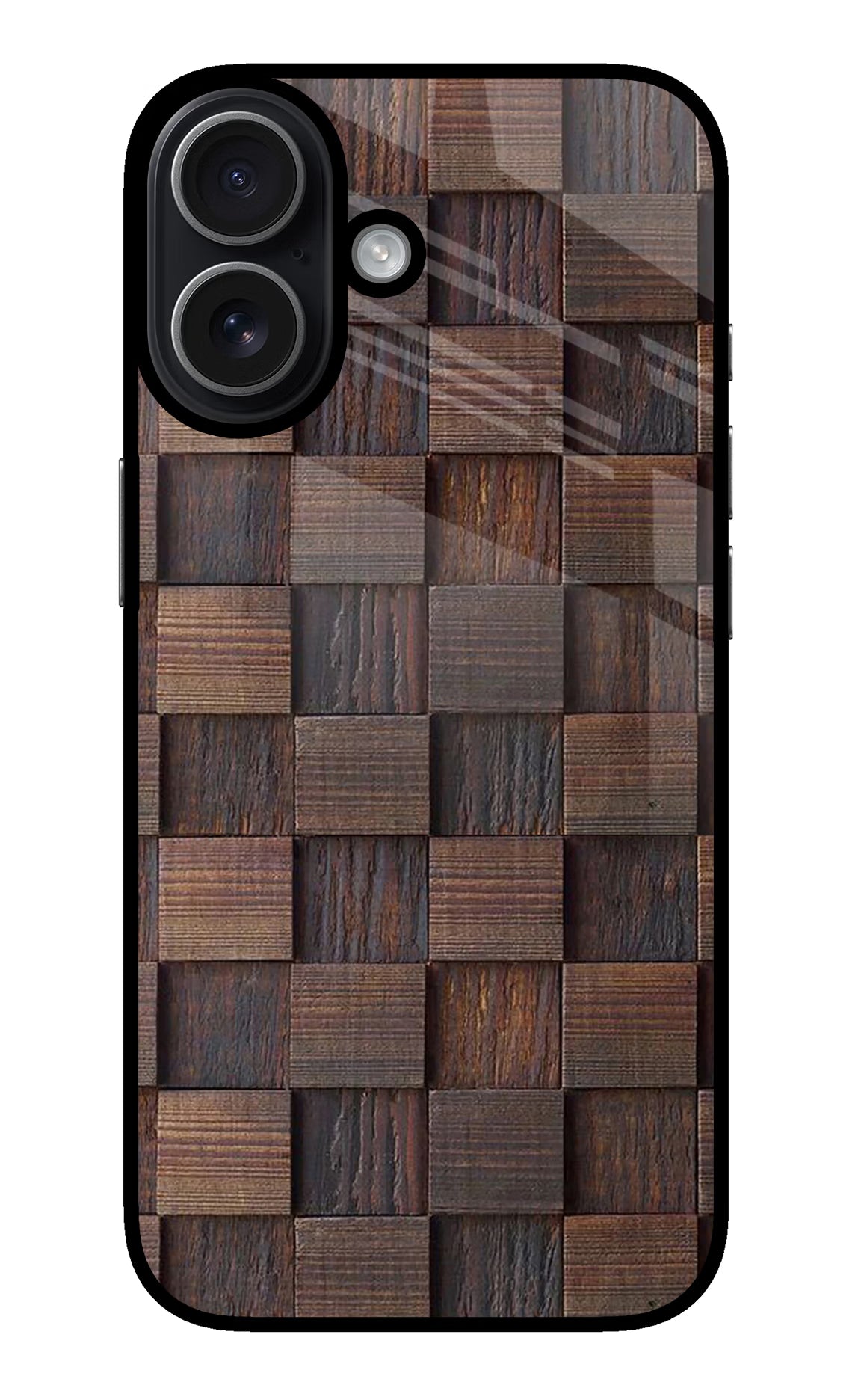 Wooden Cube Design iPhone 17 glossy Case