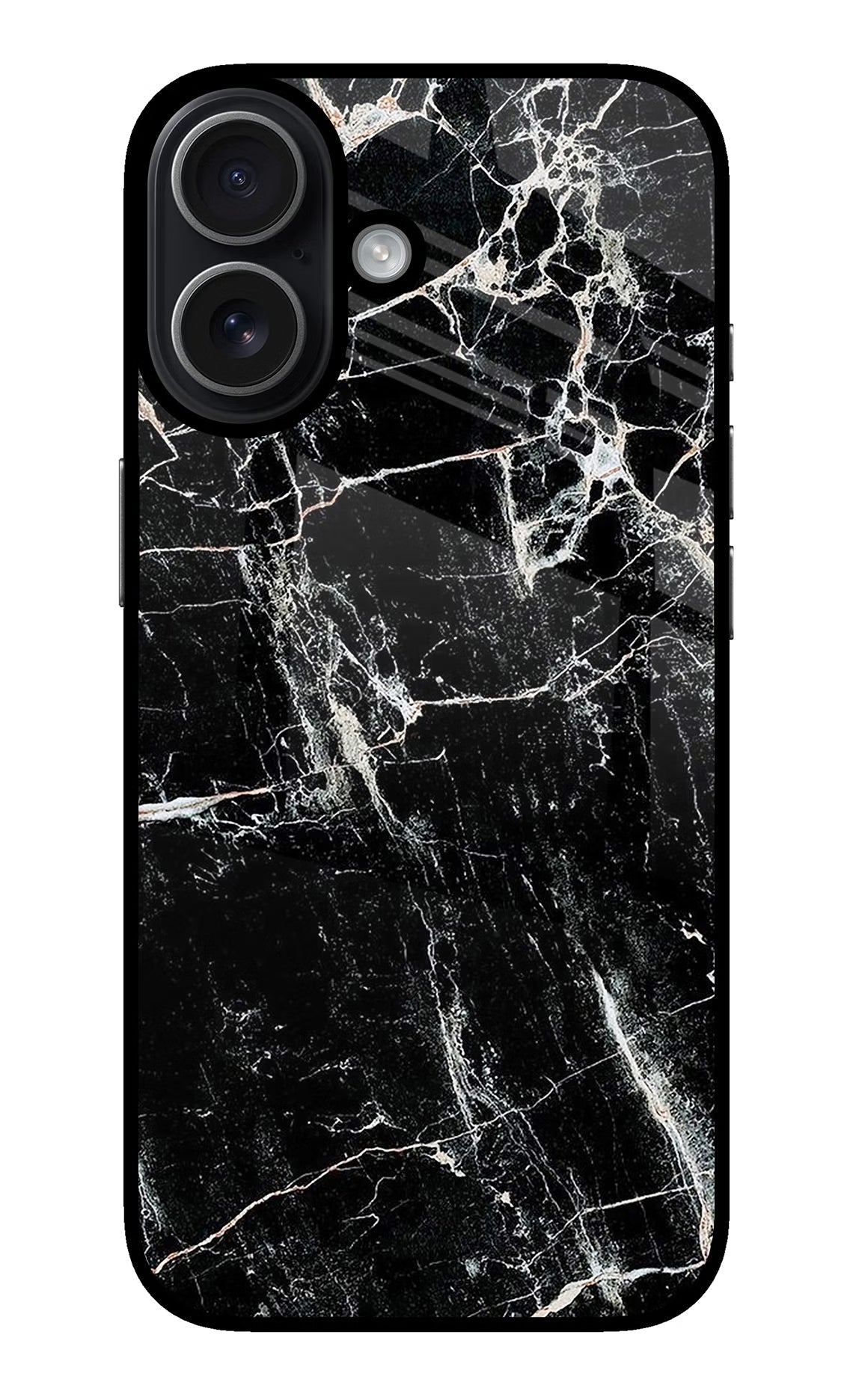 Black Marble Texture iPhone 17 glossy Case