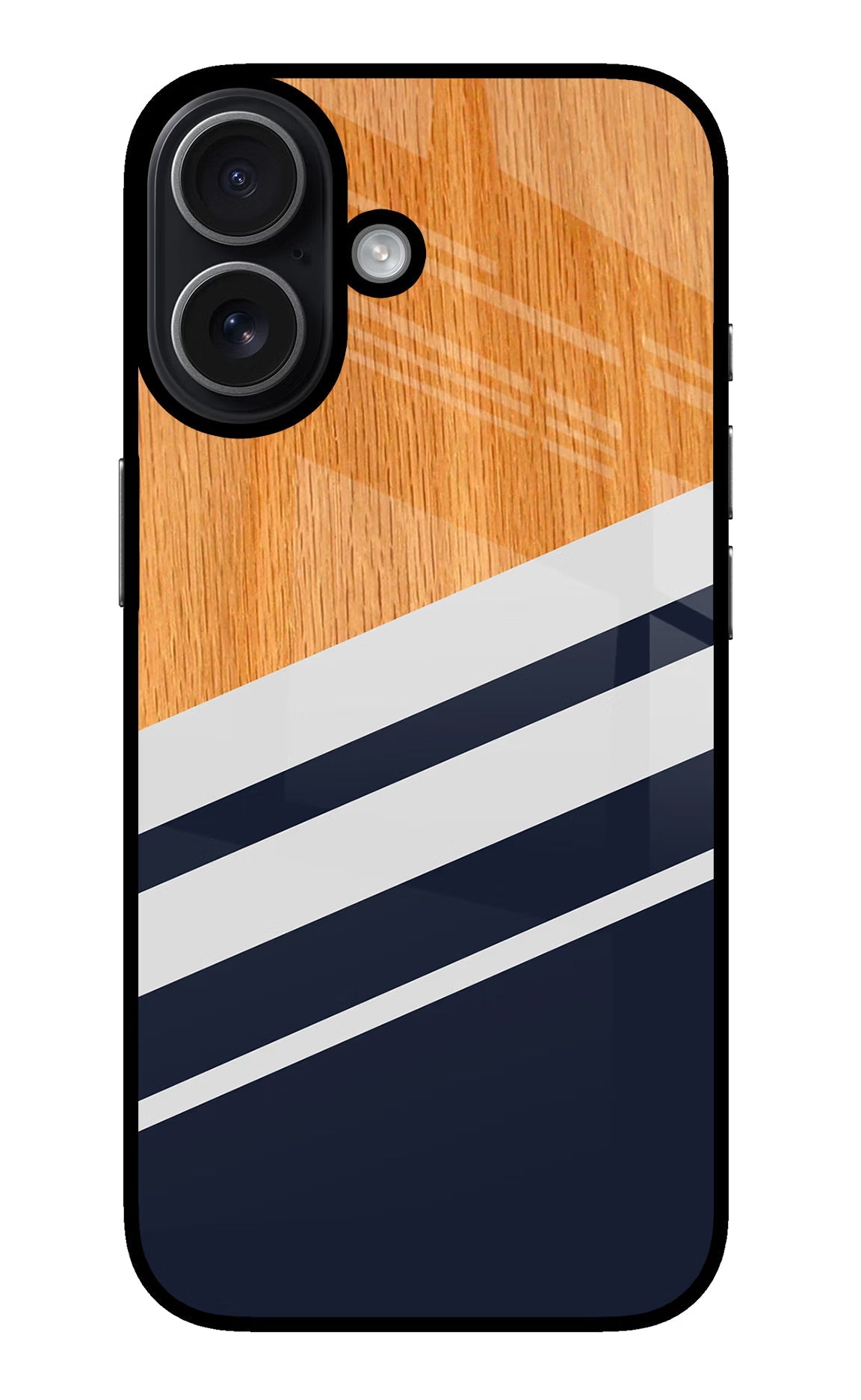 Blue and white wooden iPhone 17 glossy Case
