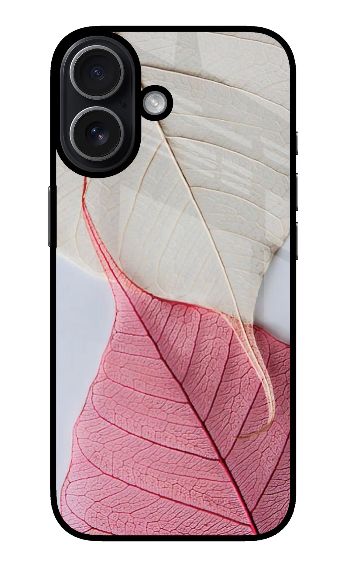 White Pink Leaf iPhone 17 glossy Case