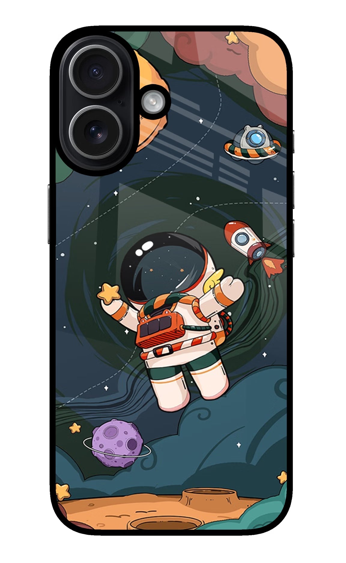 Cartoon Astronaut iPhone 17 glossy Case
