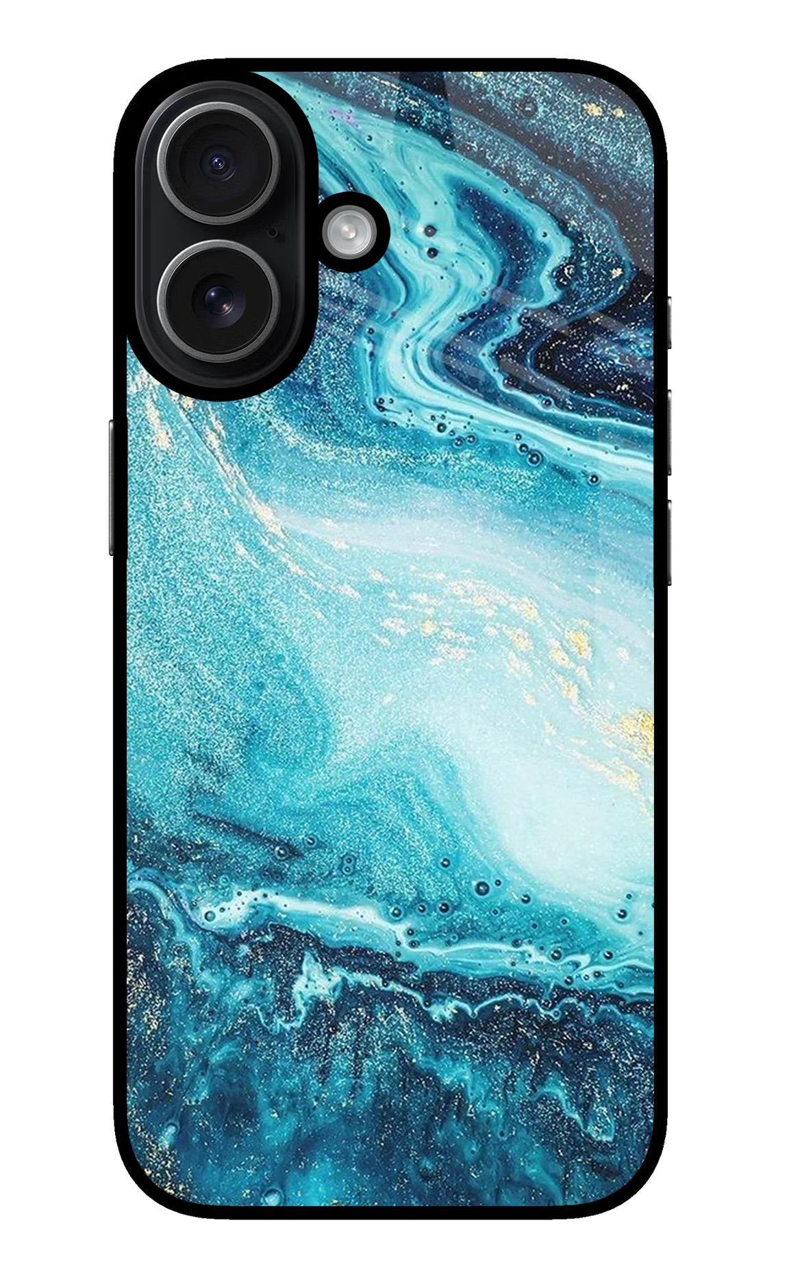 Blue Glitter Marble iPhone 17 glossy Case