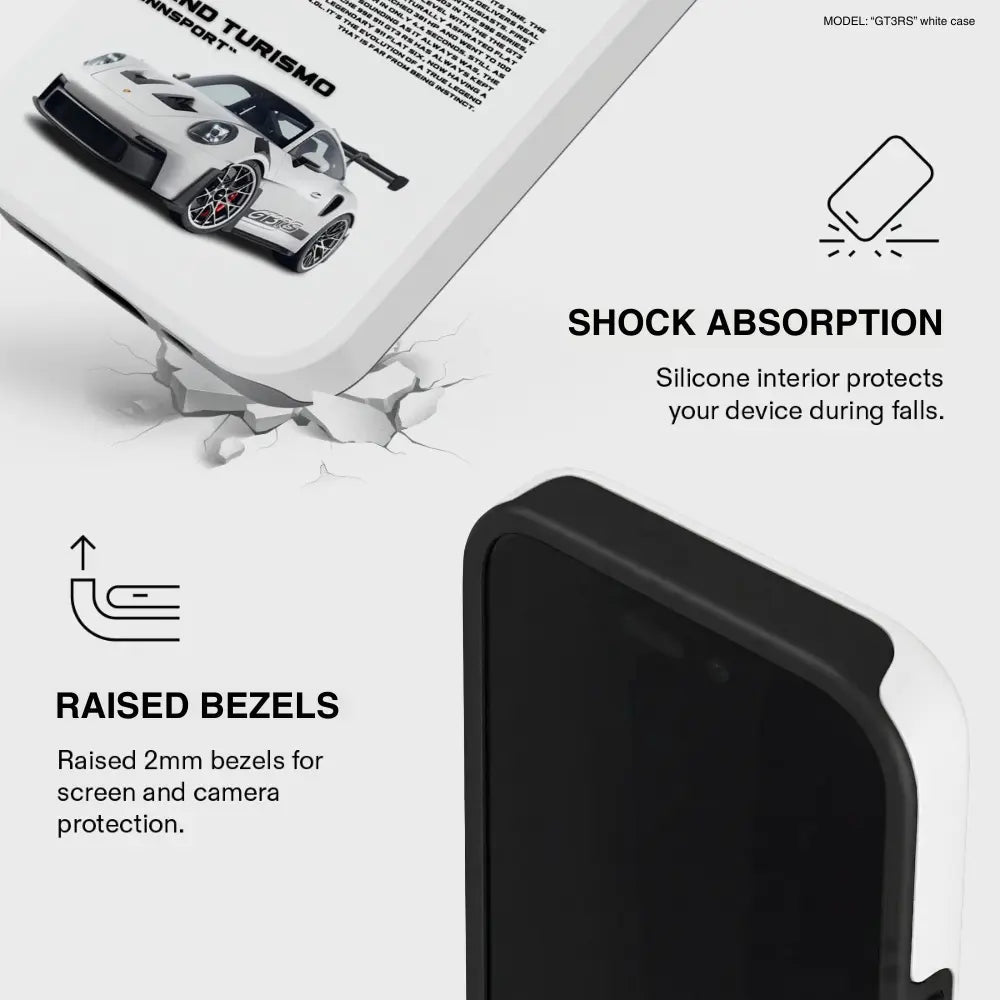 Porsche 911 (964) Turbo White Premium Tough Shining Phone Case (Double Layer) Available For All iPhone Models