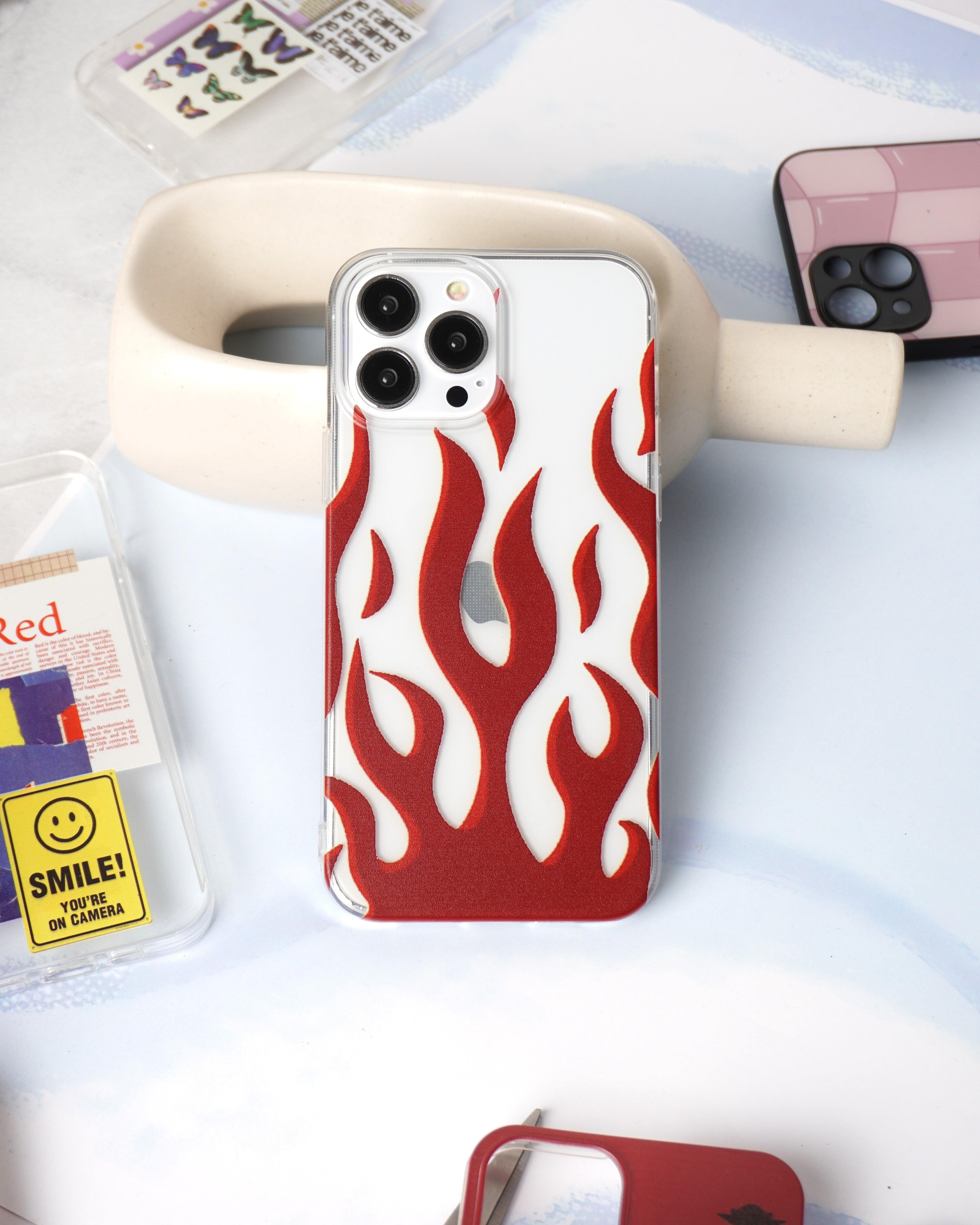 Red Flame Clear Silicone sticker Case