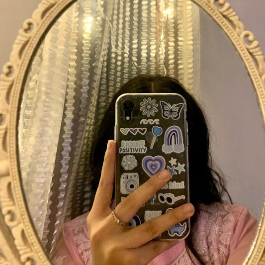 All Models Purple Stickers Clear Case - Case On