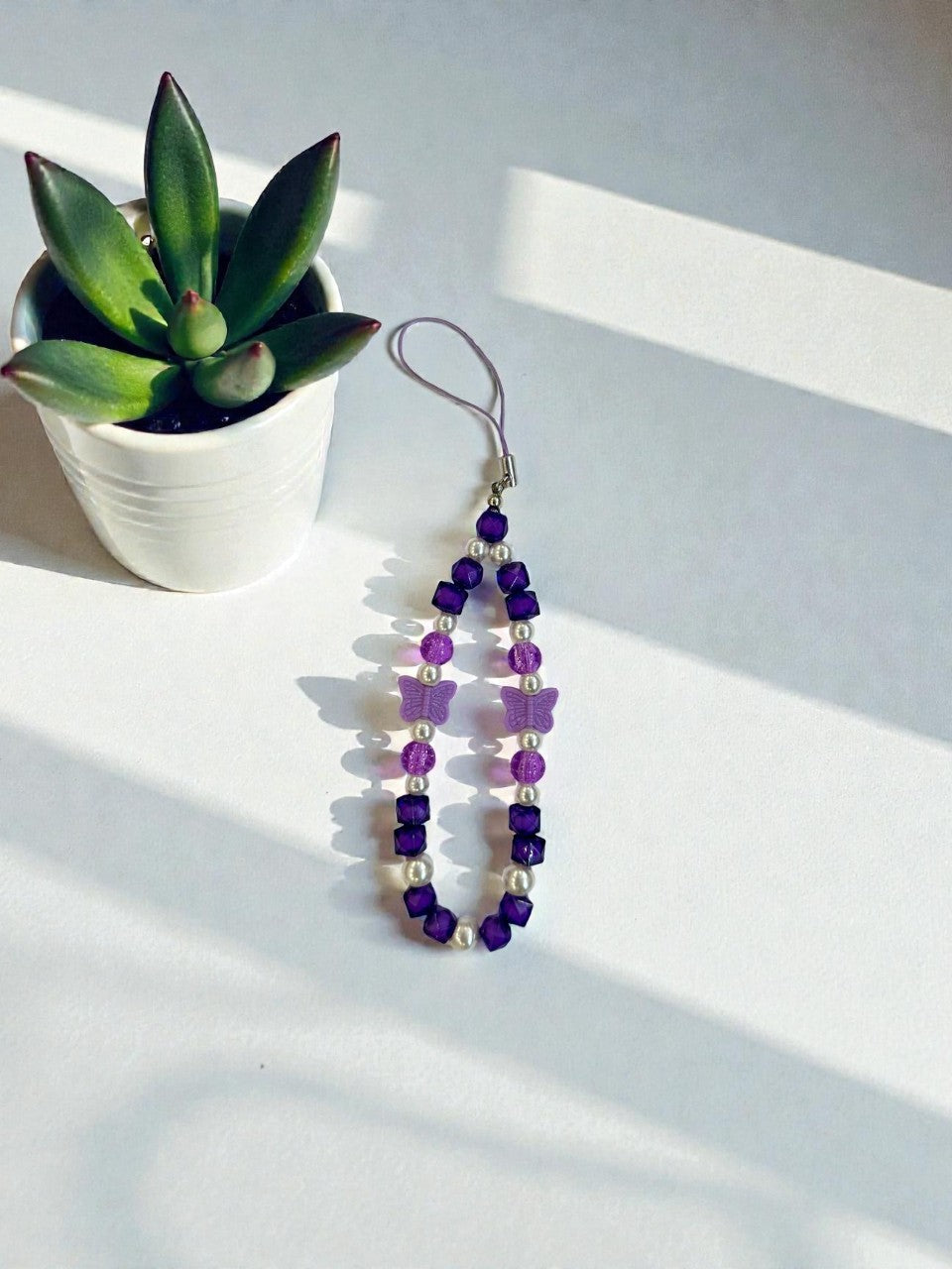 Purple Butterfly Pearl Charms/ Chain