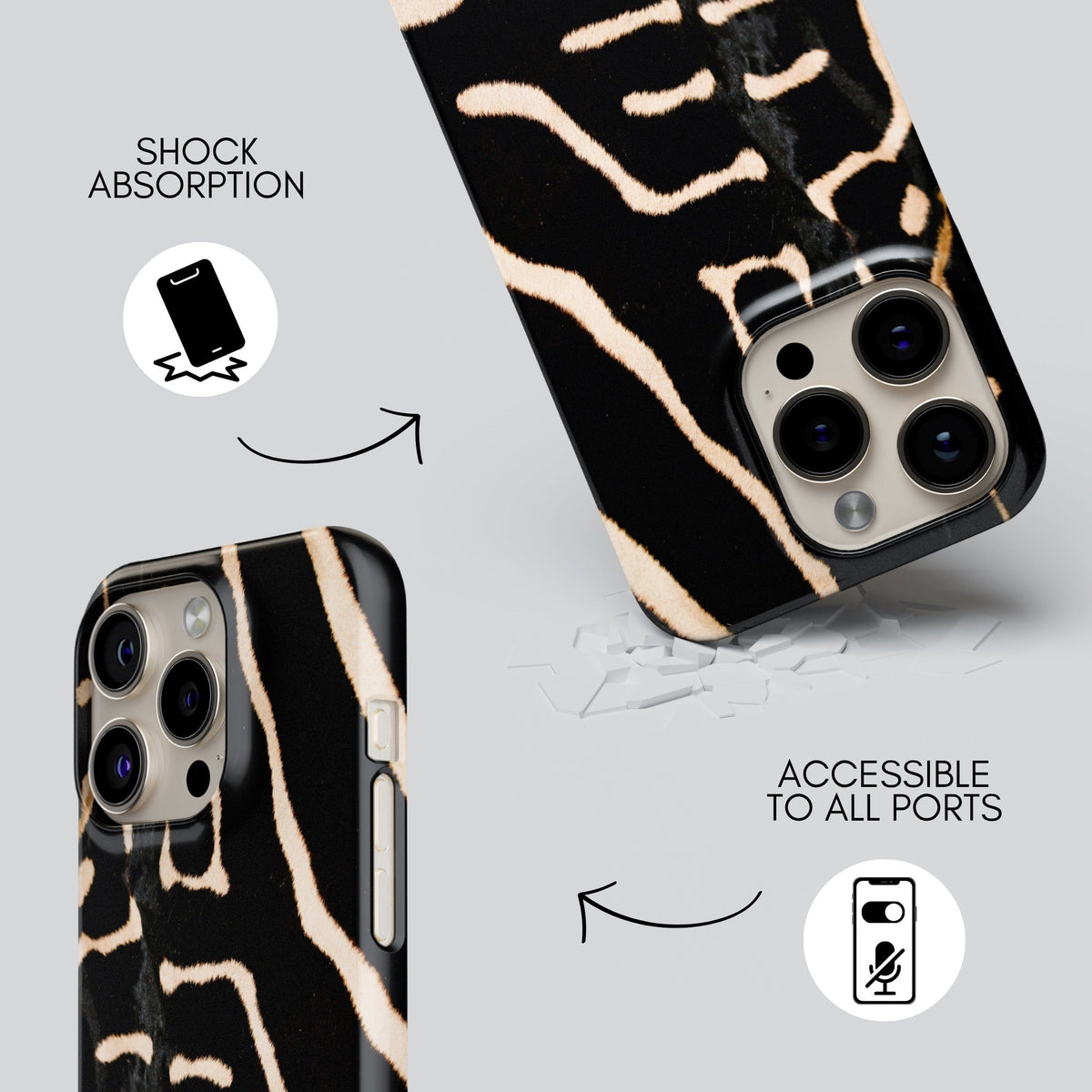 Wild Zebra Premium Tough Shining Phone Case (Double Layer) Available For All iPhone Models