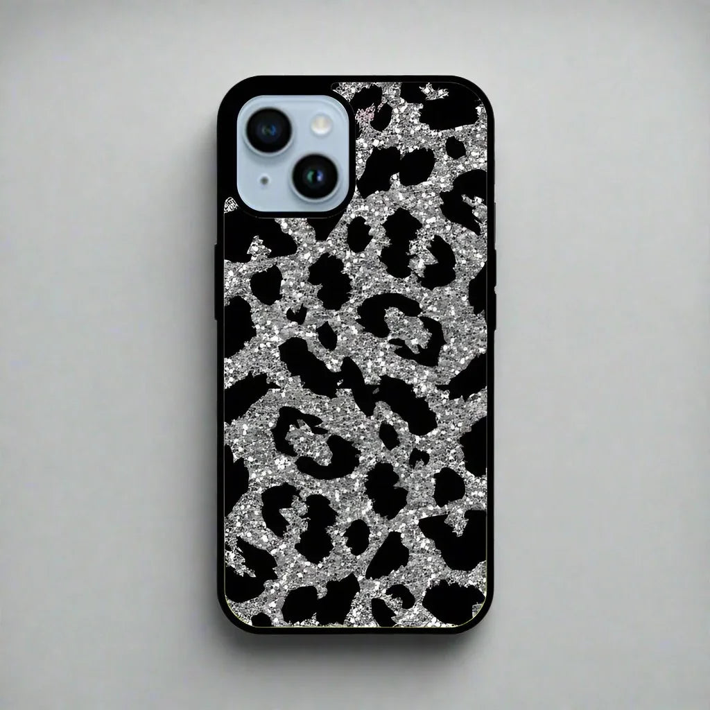 Silver glitter (glass phone case)